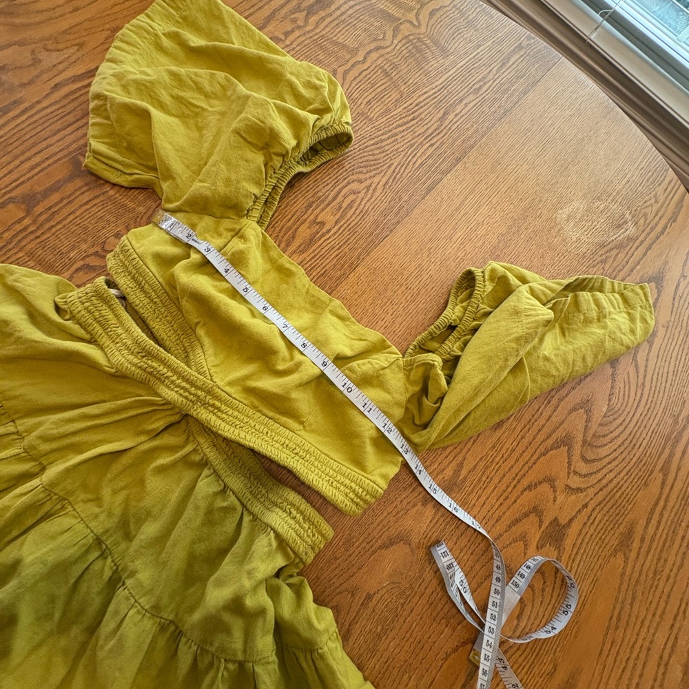 Free People Cross of Sunlight Mini Dress - Size S - Chartreuse Bright Green - Picture 7 of 11